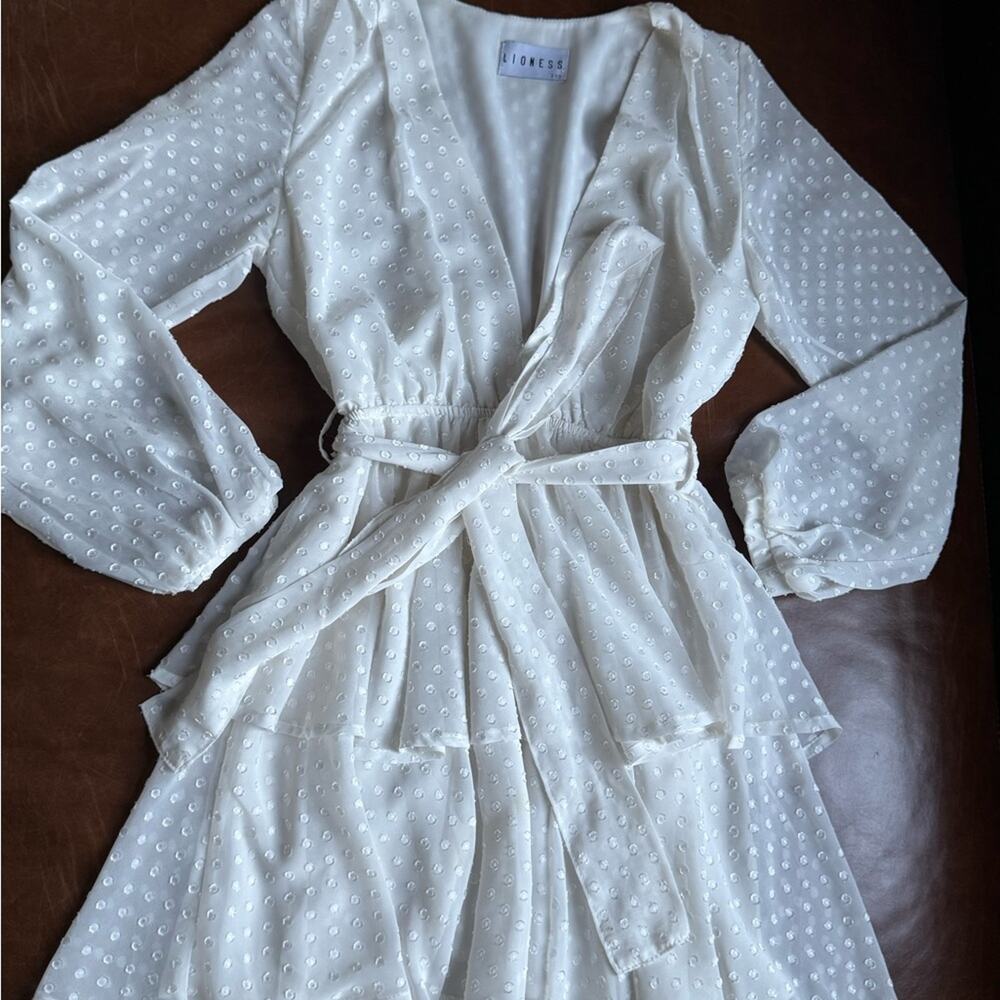 Lioness Ivory Textured Wrap Dress
